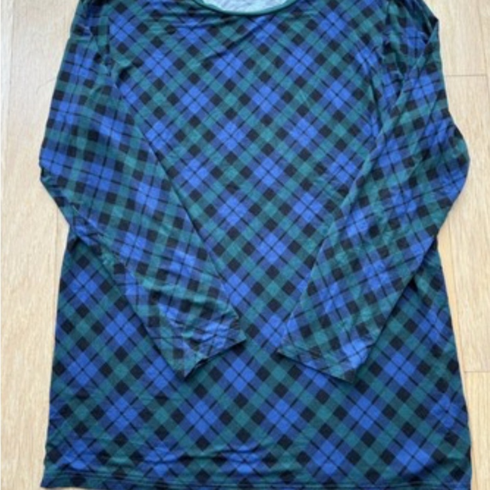 Little Sleepies emerald plaid Long Sleeve pajama Shirt for Christmas